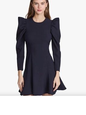 Likely Women's Blue Alia Puff Shoulder Fit & Flare Mini Dress Size 0